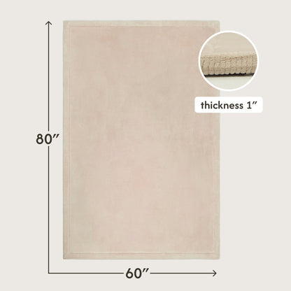 Hakuna Matte CloudSoft Mat for Floor 60" x 80" Beige – Coral Velvet Memory Foam Rug – Non-Slip, Water-Resistant