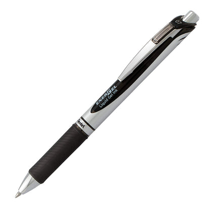 Pentel Energel 0.7 mm Rtx Retractable, 6 Black & 6 Blue Ink Pens Metal Tip, Medium Point Energel Liquid Gel Ink Pens 0.7 mm. Pack of 12