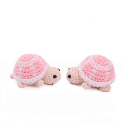 caiyjhao 2PCS Fun Crochet Turtle Mini Crochet Art is Suitable for Rooms, Bedrooms, Office Study Tables, Car Decorations, Birthdays, Graduation, (Pink)