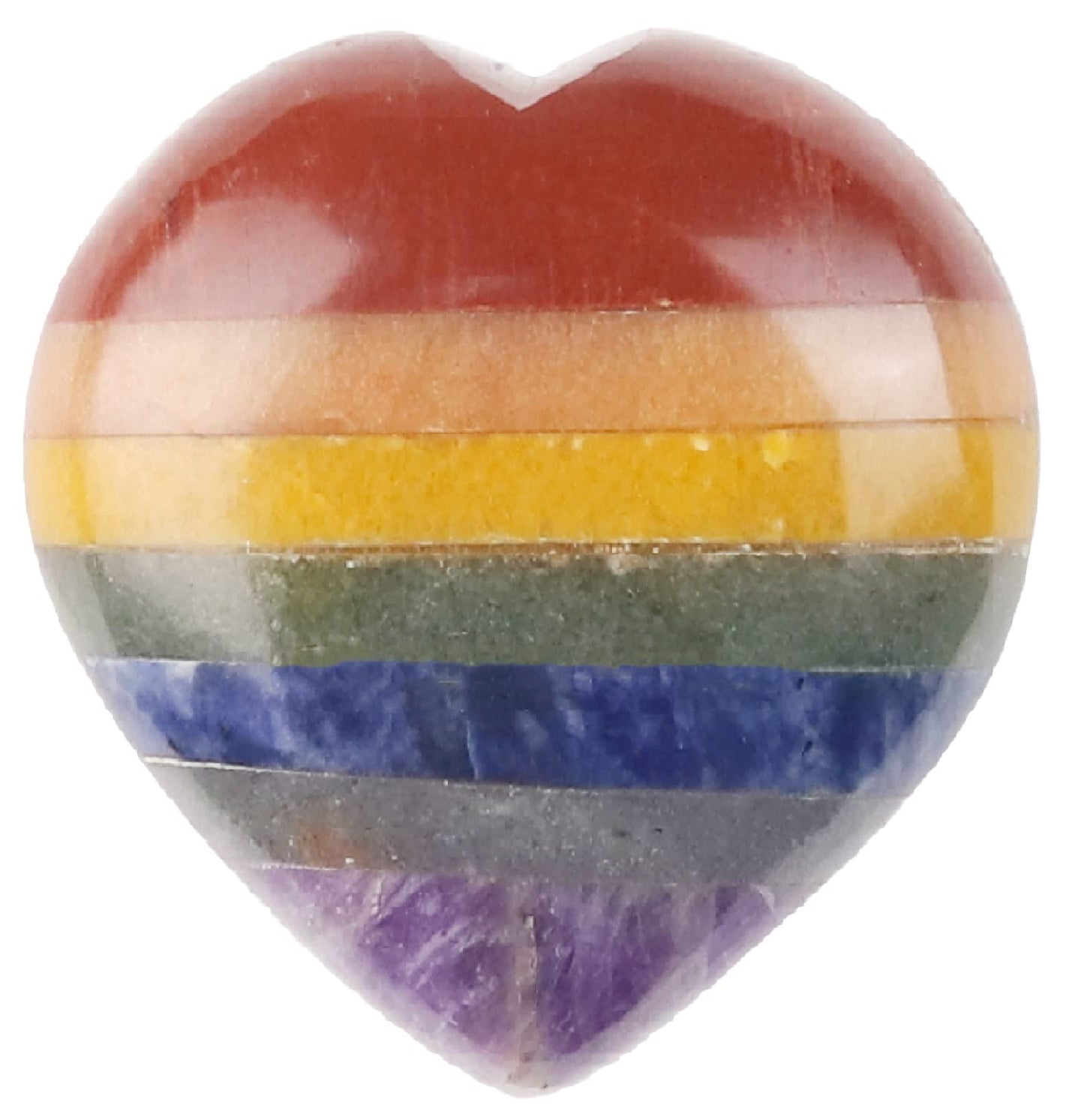 Crocon 50mm 7 Chakra Heart Stone Big Heart Shape Puff Stones Set 450+ Carats Pocket Crystal Healing Tumble Collection Palm Worry Stone Good Luck Charm Meditation Gift Craft Home Decor