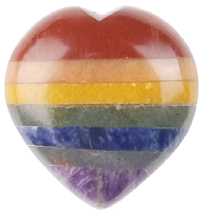 Crocon 50mm 7 Chakra Heart Stone Big Heart Shape Puff Stones Set 450+ Carats Pocket Crystal Healing Tumble Collection Palm Worry Stone Good Luck Charm Meditation Gift Craft Home Decor