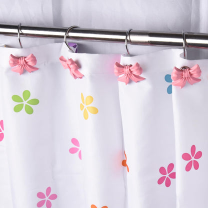 12pcs Bow Knot Shower Curtain Hooks,Home Decorative Shower Curtain Rings for Bathroom,Resin Shower Curtain Hangers Bathroom Accessories (Pink)