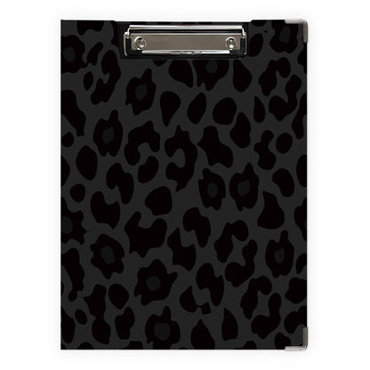 Poecinvi Trendy Black Leopard Print Clipboard Folio with Storage for Office Classroom, Preppy Dark Cheetah Print Padfolio with Metal Clip for Nurses Teachers Students Women Men, 12.4x9.25 in