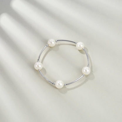 Elegance 11 designs Silver Blessing Bracelet 10mm Crystal White Pearl Bracelet Dainty Thin Tube For Women Simple Bridal Gifts For Friends And Loved
