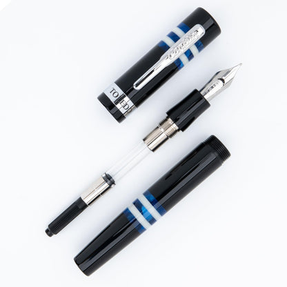Conklin Toledo Fountain Pen – Blue Resin with 15ml Ink Bottle – Omniflex Nib – Heritage Luxury Writing Instrument for Collectors and Professionals