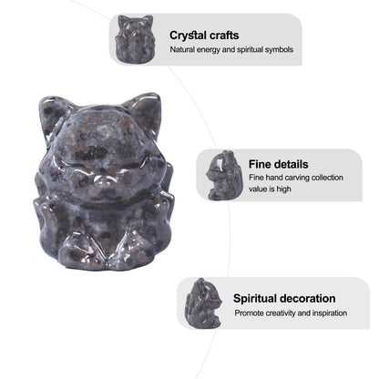 QLRSUXN Flame Stone Nine Tailed Fox Decor,2 Inch Healing Crystals Fox Statue，Lucky Guardian Pocket Fox Figurines as Women’s Gifts，Fox Figurine for Office Home Decor and Ornament.