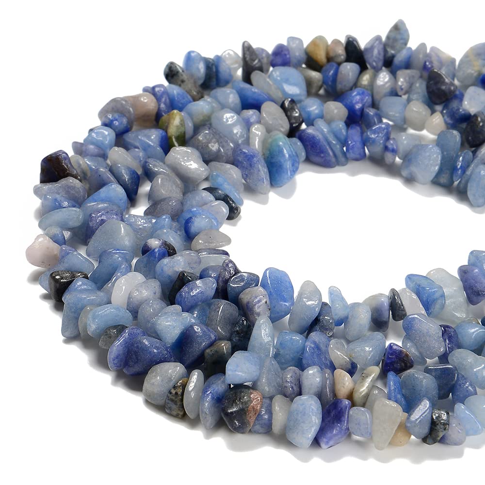 jodaying 5-8mm Natural Blue Aventurine Gemstone Chips Healing Gravel Bracelets Necklace Kit Irregular Tumble Stone Beads DIY Crafts Design Jewelry Making 32"
