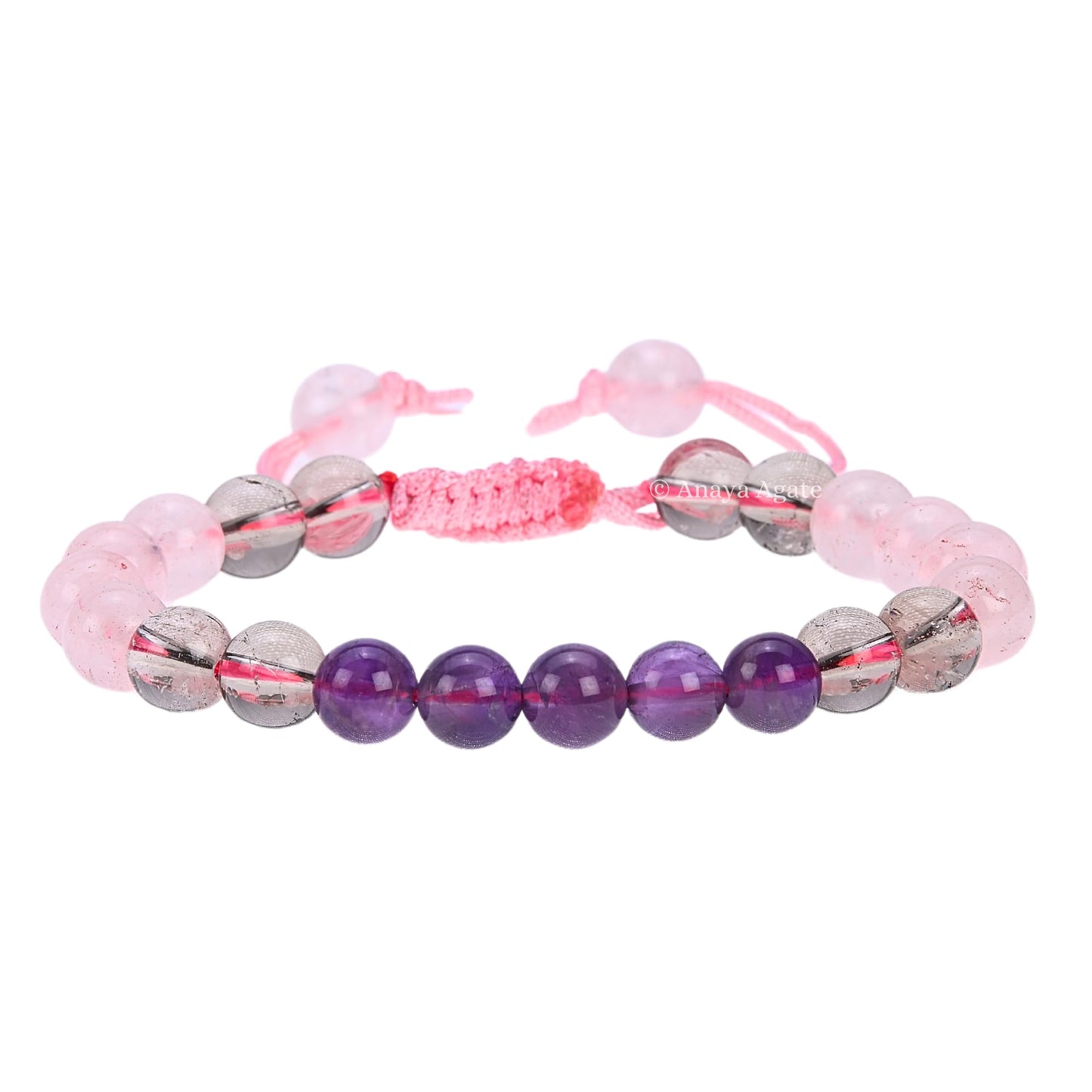 ANAYA AGATE Bracelet for Sleep Manifestation Rose Quartz Amethyst Smoky Quartz Bracelet Set - Healing Calming Anxiety Stress Relief Gifts Pulseras Para Hombres Mujer Stocking Stuffers