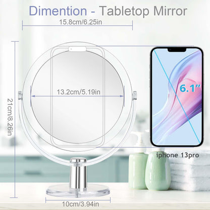 CLSEVXY Vanity Makeup Mirror with Stand, 1X/15X Magnification Double Sided 360 Degree Swivel, Portable Table Desk Counter top Magnifying Mirror, Tabletop Mirror for Bedroom or Dorm Room, 6.25 Inch