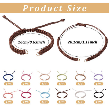 KISSITTY 12Pcs Half-Finished Waxed Polyester Cord Bracelet Adjustable Cord Rope Bracelet with Jump Ring for Wrist Charm Jewelry Making