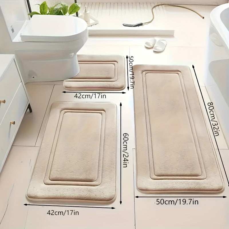 3-Pack Ultra Absorbent Bath Mats | Non-Slip Bathroom Rugs, Soft and Comfortable Polyester, Rectangle Shape, Machine Made, Universal Holiday Use