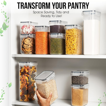 6/12/24/30/48 Set Of Airtight Food Storage Containers, Multi-size Kitchen Essentials Pantry Organizer And Storage, (6/12/15/ 24 Containers And 6/12/15/ 24 LIDS), BPA-free Plastic Food Jars for Grains, Flour, Spice Jars Including Labels And Markers