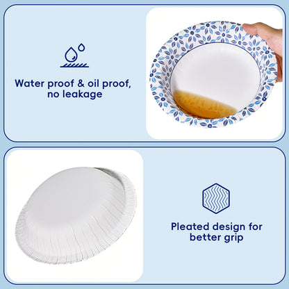 Disposable Paper Bowls, Strong, Soak Proof, Microwave Safe, 20oz, Patterned, 150 Count,  Picnic Essentials, Elegant Disposables, Festive Tableware, Soakproof Material, Durable Disposable, Paper Cups, Bulk Disposables, Event Planners