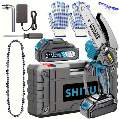 Mini ChainsawCordless, Lightweight & Portable Handheld Electric Tree Cutter with Splash Guard, Security Lock, Optional Rechargeable Battery, And Safe Trimming for Quick Cutting Of Tree Branches, Courtyard, Household, And Garden, Gifts for Man.pruning