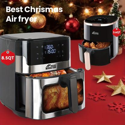 8.5QT/3.6QT Air Fryer, Upgraded Large Capacity Suitable For 5-6 People, Smart Touch Screen For Easy Operation With 8 Preset Functions, Non-stick Coating For Easy Cleaning, Kitchen Accessories, Toaster Oven, Deep Fryer, Air Fryers, Kitchen