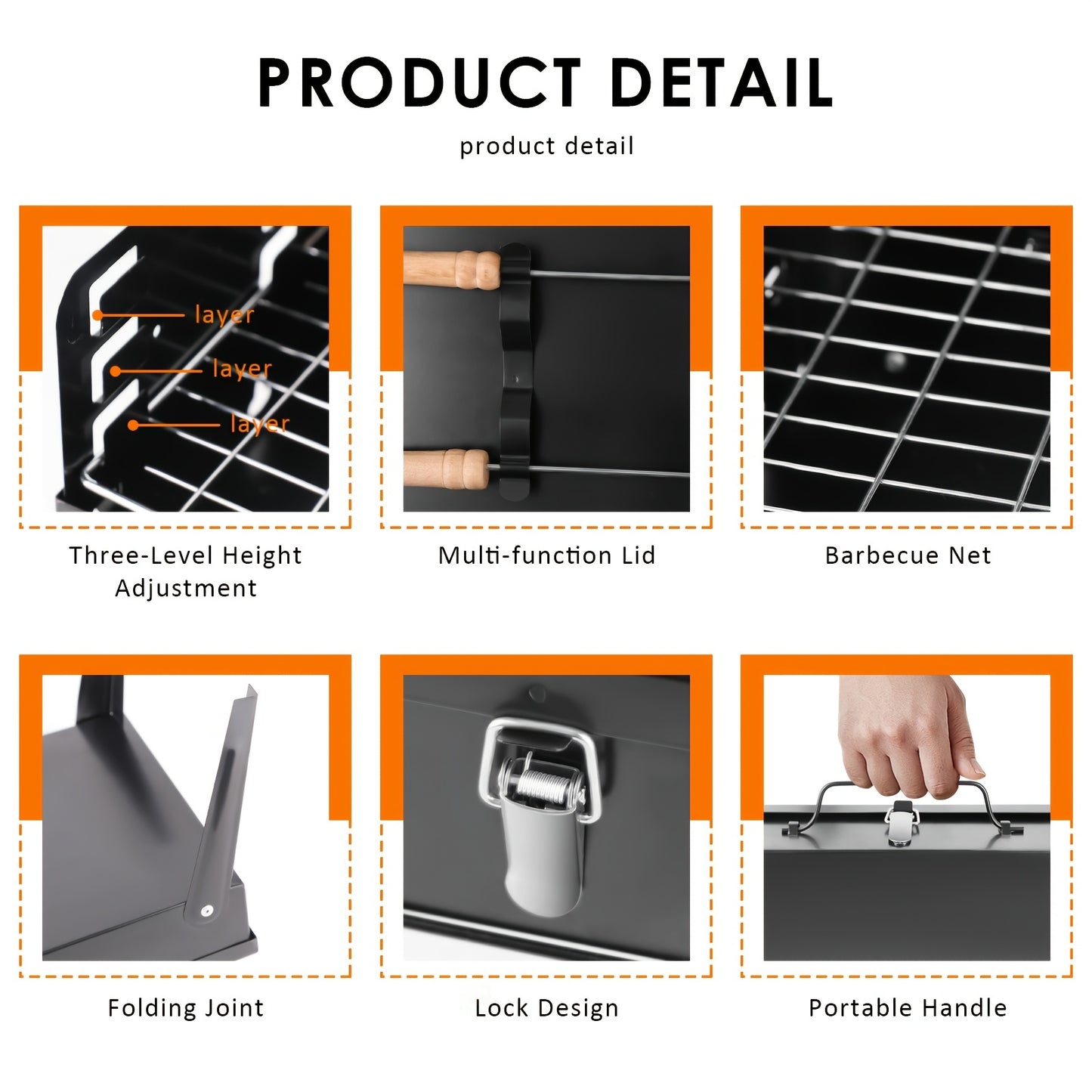 Portable BBQ Charcoal Grill, Compact Folding Barbecue Grill Lightweight Small Grill for Outdoor Cooking, Camping, Hiking, Picnics, Tailgating, Beach, And Backyard Parties