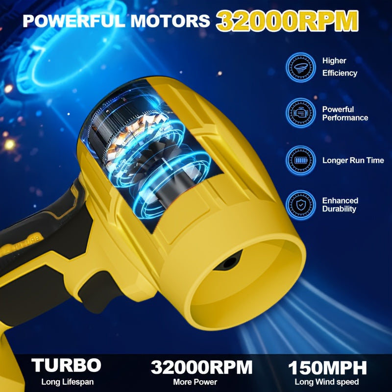 Cordless Turbo Jet Fan & Portable Blower with 2 Batteries - Heavy-Duty Plastic Multi-Speed High-Airflow Fan for Indoor/Outdoor, for Camping, Car Cooling, Lawn Blower - Stepless Speed, Rechargeable (Ideal Christmas Gift)