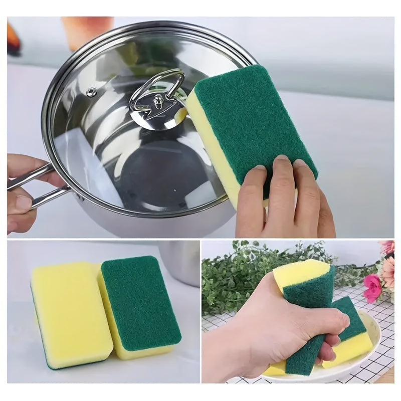18/36/46/56/66/72/76pcs Kitchen Sponges, Multi-Functional, Ultra Absorbent, Rust and Oil Remover, Double-Layer Grip Design, Suitable for Dishware, Cookware