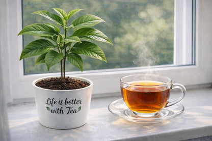 Camellia Sinensis Tea Plant | 1 Live 4 Inch Plant | Hedge Bush, Black, White & Green Tea Leaves, Indoor Outdoor Gardening, Aromatic Evergreen, Full Sun Shrub, Home Brewing