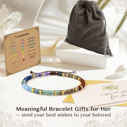 ZOKCC Chakra Bracelet Gifts for Women: 7 Chakras Crystals Healing Stones Beaded Bracelets for Women - Spiritual Anxiety Relief Birthday Christmas Gifts for Friends Sister Daughter Niece Granddaughter