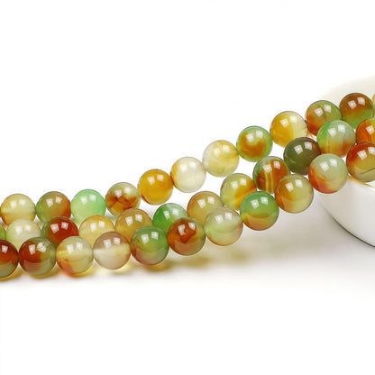 MJDCB Natural Peacock Agate Beads Red Green Agate Beads Round Stone Beads for DIY Necklace Bracelat Jewelry Making Strand 15" (6mm)