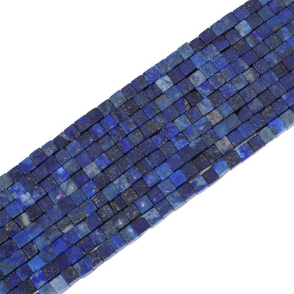 BEADIA Natural Lapis Lazuli Square Stone Beads 4x4mm 85pcs Cube Loose Semi Gemstone Beads for Jewelry Making Design