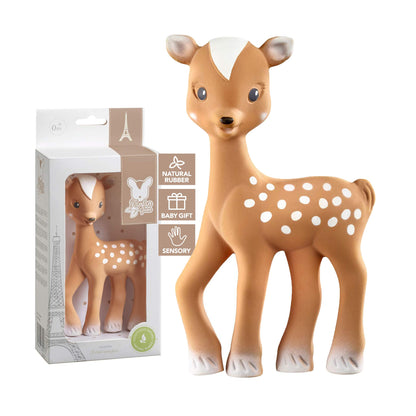 Fanfan the Fawn Baby Teether by Sophie la Girafe – Natural Rubber Teething Toy with Squeaker, Easy Grip for Little Hands, Soothes Teething Gums, Soft Sensory Chew Toy for Newborns & Infants 0+ Months