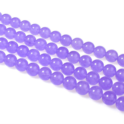 MJDCB Stone Beads 8mm 43pcs Round Lavender Purple Jade Loose Gemstone Bead Charms for Jewelry Making Bracelet Necklace Earring Pendant