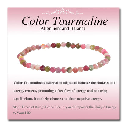 MASSIVE BEADS Natural Genuine Gemstone Beads Healing Crystal Chakra Reiki Jewelry Faceted Round Beads Bracelets (Color Tourmaline B, 3mm)