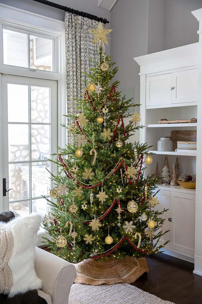 Briful 80ct Gold Christmas Balls Ornament Set, Plastic Shatterproof Christmas Ornament Balls with Tree Topper Candy Canes Snowflakes for Xmas Tree Wreath Garland Decor