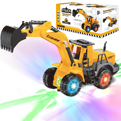 Car Toys for Toddlers, Excavator Toy with 2 Flashing Lights Music, Toy Trucks Construction Vehicle with 1 Moving Arm, Baby Toys for 3 4 5 6 Year Old Boys, Kids Valentine's Day Easter Birthday Gifts