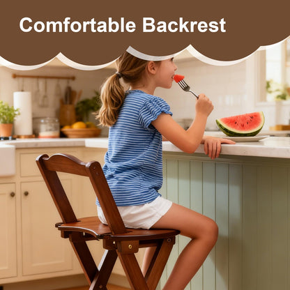 GENDLTHIJ Folding Bar Stool for Kitchen, Portable Wooden bar Stool, Foldable Bamboo Bar Stools Set of 1 for Home Kitchen Breakfast Counter (Brown) (Walnut Small)