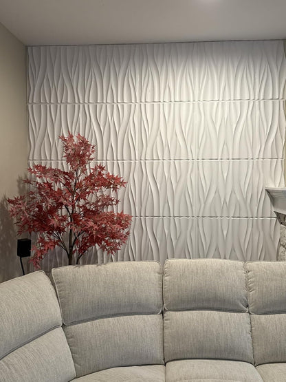 STICKGOO Wave Wall Panels for Interior Wall Decor, White 3D Wall Panels Accent Wall, Paintable 3D Wall Decor Covering Panels for Living Room Bedroom, Pack of 12 Tiles