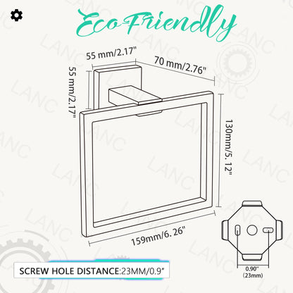 LANC Hand Towel Holder for Bathroom Wall Mount Matte Black Square Hand Towel Rings for Bathroom Hardware Accessories Kitchen Toilet SUS 304 Stainless Steel Shower Towel Hanger Racks, A8896MB