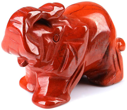 QINJIEJIE Red Jasper Crystals Elephant Decor Desk Stones Figurine Natural Gemstones Decoration Room Office Pocket Statue Meditation Spiritual Stocking Stuffers Christmas Stocking Stuffers Gifts Women