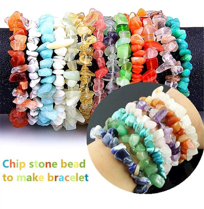 500pcs Natural Chip Stone Beads Multicolor 5mm to 8mm Irregular Gemstone Healing Crystal Loose Rocks Bead Hole Drilled DIY for Bracelet Necklace Earrings Jewelry Valentine's Day Making Craft