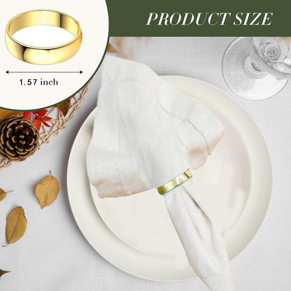 Gold Napkin Rings-10 Pcs Stainless Steel Napkin Rings,Metal Napkin Ring for Table Settings Wedding Christmas Party Dinner Table