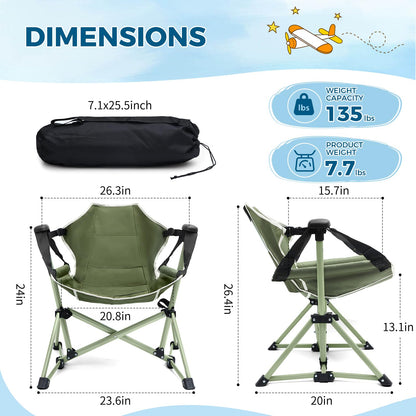 Chloraeon Kids Hammock Chair,Adjustable Kids Camping Chair,Folding Chair with Stand,Portable Hammock Chair for Camping, Travelling and Patio,Green,Supports 135 LBS