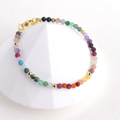 Agriajun Colorful Beaded Gemstone Bracelets for Women, Boho Handmade Rainbow Gold Natural Stone Beads Adjustable Friendship Bracelet Bohemian Jewelry Gift
