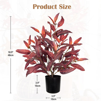 Briful Artificial Plant Farmhouse Table Decor, Burgundy Eucalyptus Plant Home Indoor Decor, Fake Plants for Office Coffee Living Room Decorations
