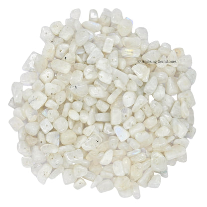 Rainbow Moonstone Pre Drilled Crystal Crushed Chips Beads for Bracelets Making, DIY Handmade Natural Healing Crystals (25 Inch Strand)