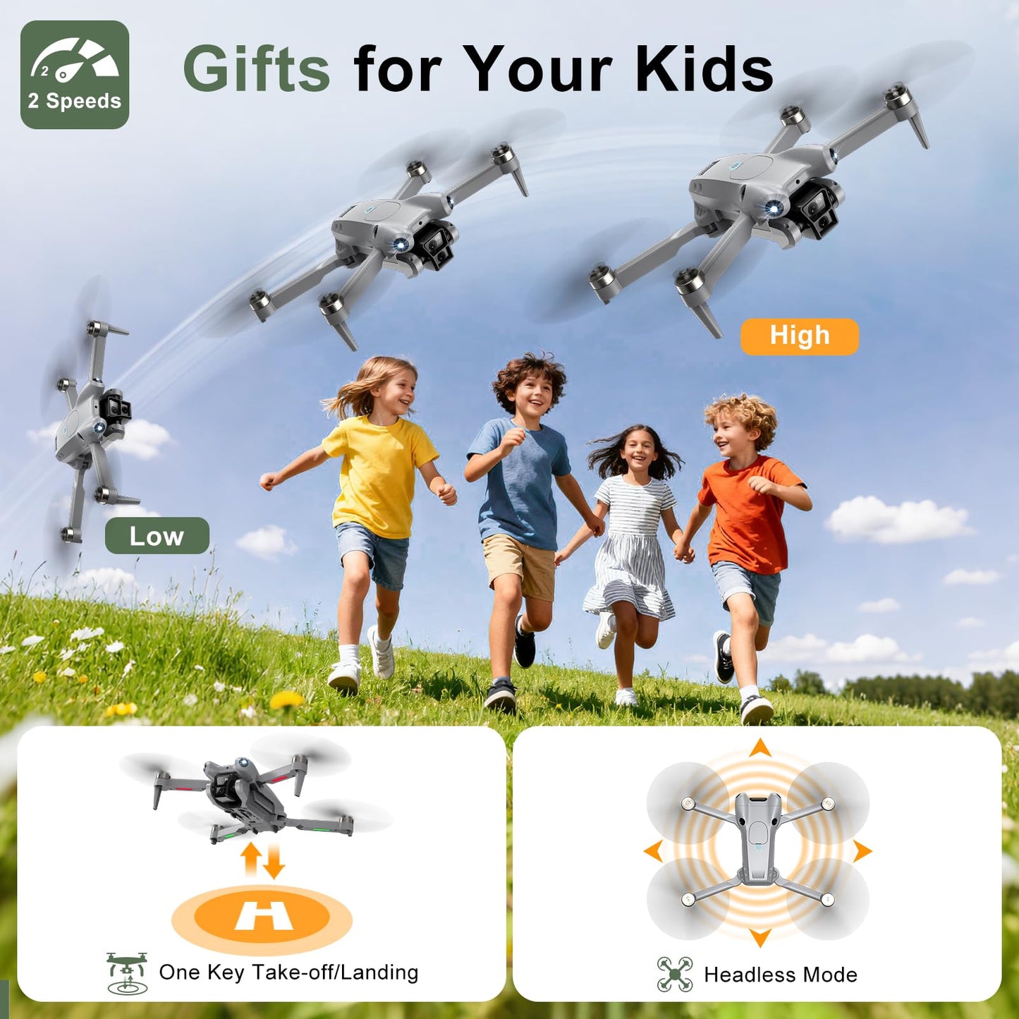 ASFSFQ PRO Drone with Camera for Adults 4K,Brushless Motors Drone for Kids Beginners,40mins Flight Time with 2 Batteries,FPV Foldable RC Quadcopter,Toys Gifts for Teen Boys Girls, Beginner（Grey）