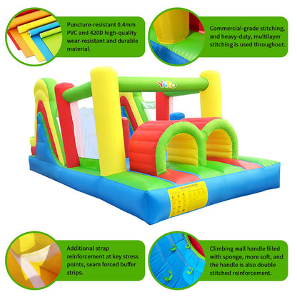 YARD Bounce House for Big Kids 5-12, 21.3'x9.2'x7.9' Inflatable Obstacle Course Bouncy Castle with Large Slide for Ages 3-6,8-12, Jump House with 750w Blower for Outdoor Party 750w-Green