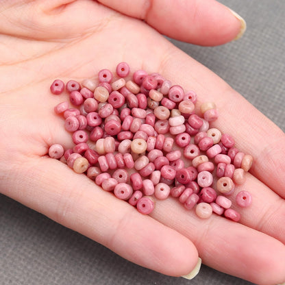 BONNY BOXX 1 Strand (150PCs) Natural 2 * 4mm Rhodochrosite Rondelle Beads, Natural Abacus Disk Stone Beads Loose Spacer Gemstone for DIY Bracelet Necklace Jewelry Making