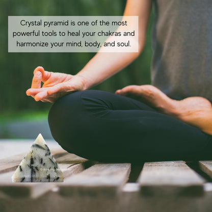 Amazing Gemstone Green Tourmaline in Quartz Pyramid Crystal Healing Stones - 2" Great Pyramid Figurine of Natural Stone Pyramid for Meditation, Reiki, Chakra Balancing and Crystal Pyramids Grid