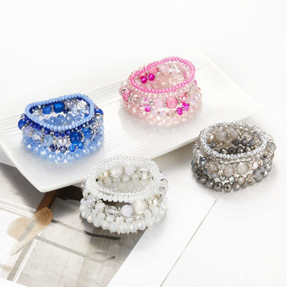 Noessla Beaded Boho Stretch Bracelet Colorful Stackable Crystal Beads Bracelets Trendy Costume Jewelry Mothers Day Gifts for Women(21-Grey)