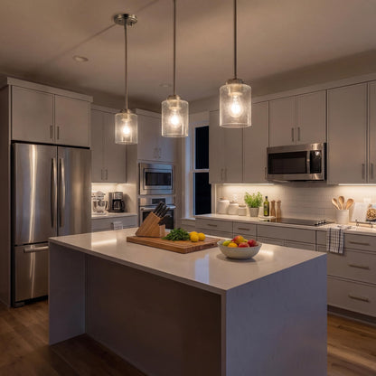 Kichler Winslow 7.5" Mini Kitchen Pendant with Clear Seeded Glass in Brushed Nickel, (7.5" H x 4.25" W), 44032NI