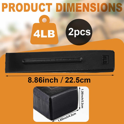 Otoolling 2 Pcs Manual Log Splitter Wedge Wood Splitting Wedges for Firewood 2 Way Black Design Forged Steel Tool for Easy Wood Splitting Sharpened Edge for Outdoor Logging Chopping (4 Lbs)