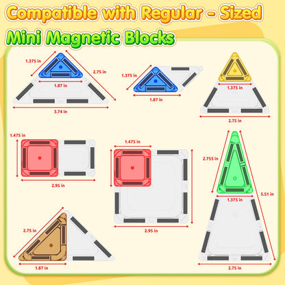 65PCS Mini Travel Magnetic Tiles with Case Set Toddler Essentials Toys, Magnetic Building Blocks Kids Games Sensory Montessori Education Learning Toys for 3+ Year Old Boys Girls Birthday Gifts
