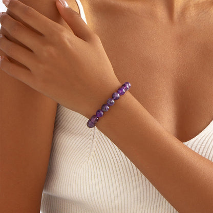 Kenailw Amethyst Beaded Bracelet for Women, Natural Purple Crystal Bracelet Healing Anxiety Protection Birthday Jewelry Gifts for Her Daughter Mom Best Friend Bestie
